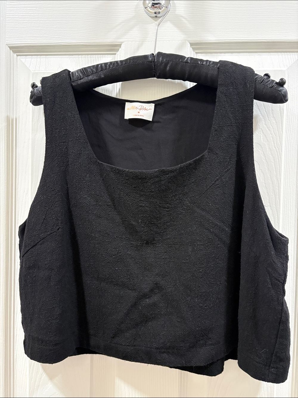 MadeWorn Black Textured Square-Neck Tank